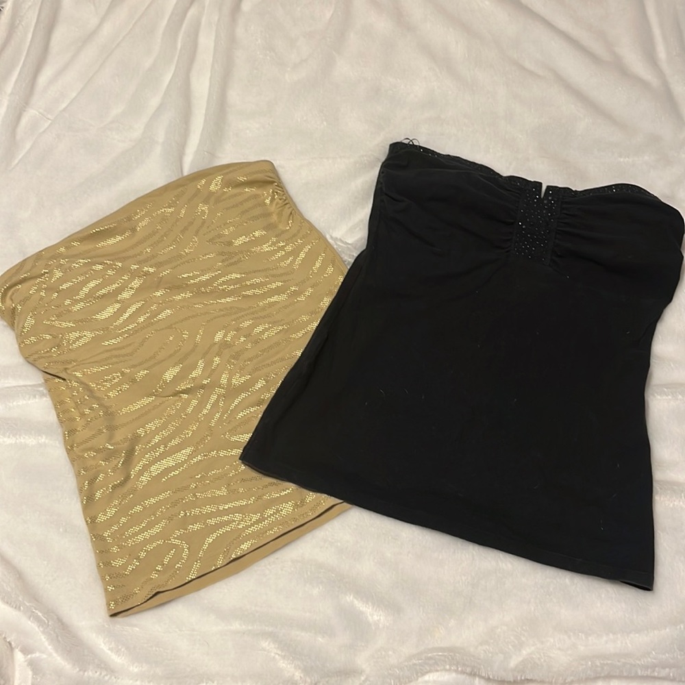 Express Strapless Tube Tops in Black and Gold